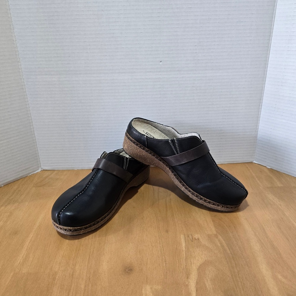 Pikolinos Leather Clogs Women Slip On Wedge Mules Black Brown 37